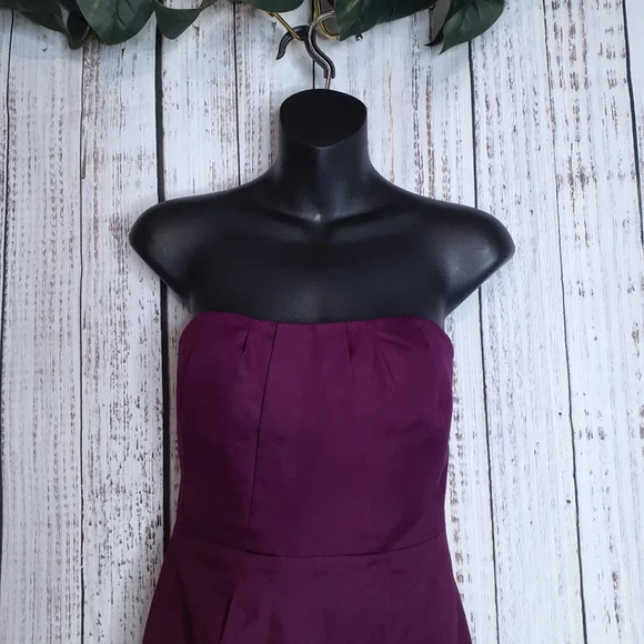 J.Crew Erica  strapless pleated mini cocktail dress w/ pockets in spiced wine - Picture 2 of 14